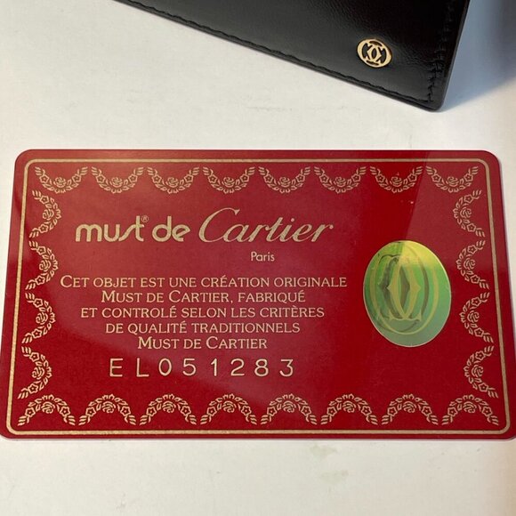 Cartier Pasha Leather Long Bifold Organizer Wallet - Black - Preowned - Picture 8 of 8